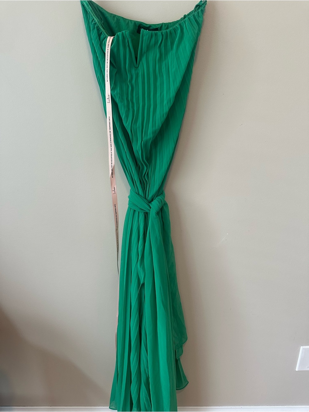 NWT! Lulus Lael Green Pleated Strapless Dress and Scarf Set. Medium. All defect - Picture 5 of 7